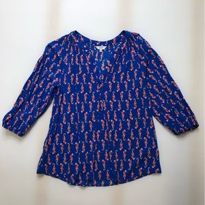 crown & ivy Seahorse Blouse Blue & Pink S